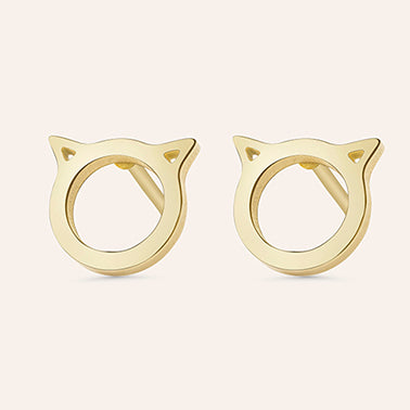 Gouden kinderoorbellen in de vorm van een kat – Katten studs van Amberz