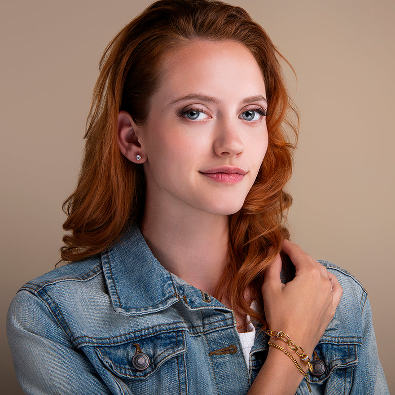 amberz gouden armband met hartje en zirkonia steentjes, verstelbare schakelarmband, stainless steel sieraden