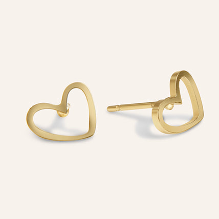 amberz gouden open hart oorbellen – minimalistische hypoallergene sieraden van verguld staal, symbool van liefde en zelfliefde