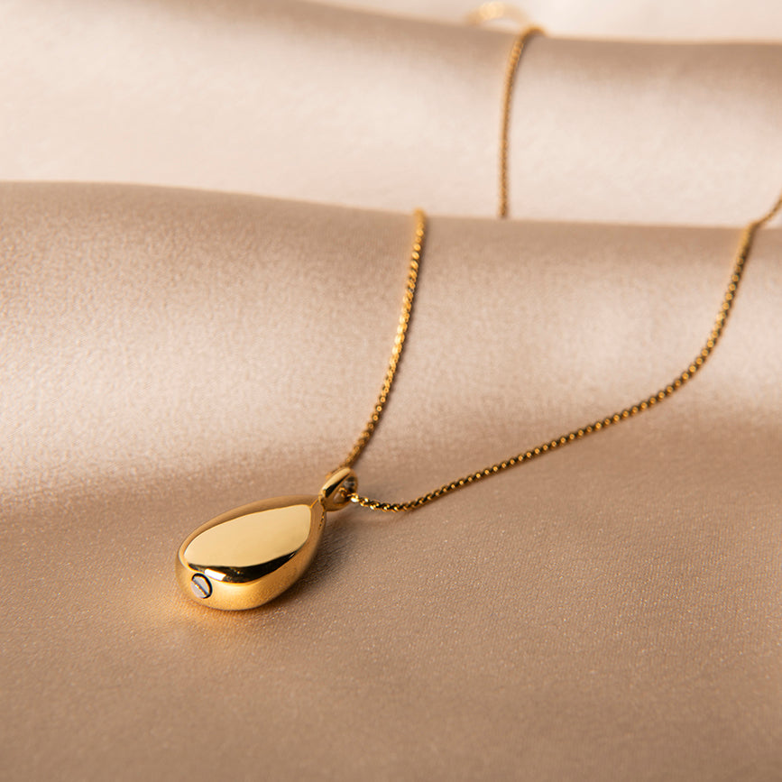 amberz gouden ketting-druppel vorm-asketting, ketting voor as