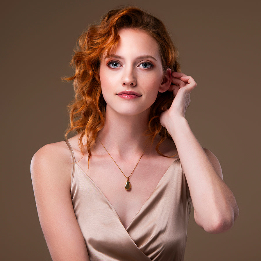 amberz gouden ketting-druppel vorm-asketting, ketting voor as