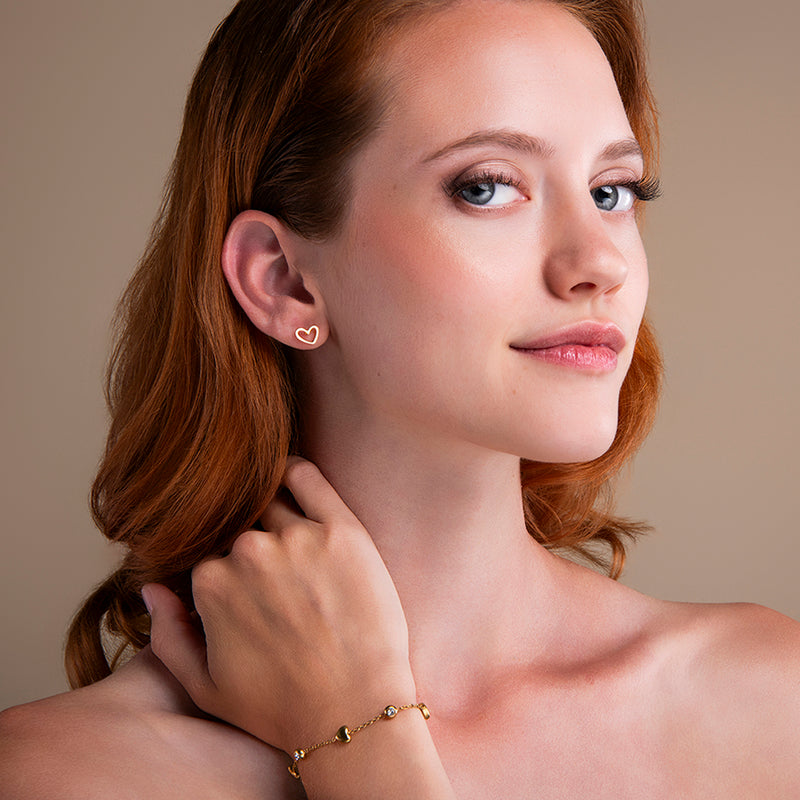 amberz gouden armband met hartjes en zirkonia steentjes – fijne vergulde armband, hypoallergeen en waterproof