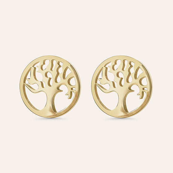 Gouden oorstekers met boom des levens symbool – Sunpop van Amberz.
