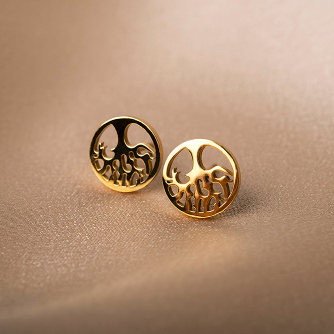 Gouden oorstekers met boom des levens symbool – Sunpop van Amberz.