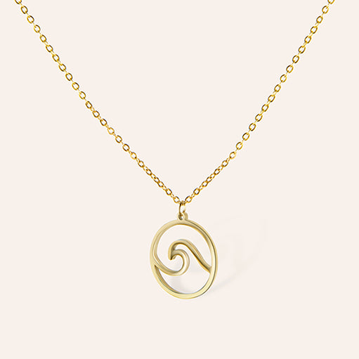 Gouden ketting met golf, zee – golden wave van Amberz.