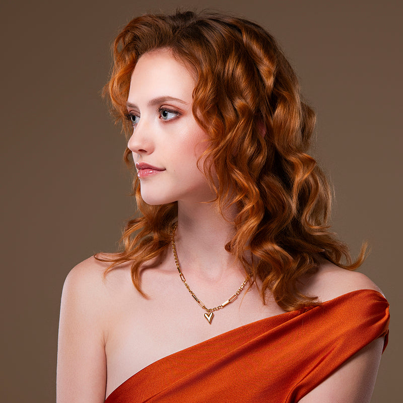 Gouden schakelketting met hart hanger – Heart Chain van Amberz.