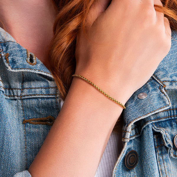 fijne gouden schakelarmband met verstelbare sluiting – minimalistisch en waterproof