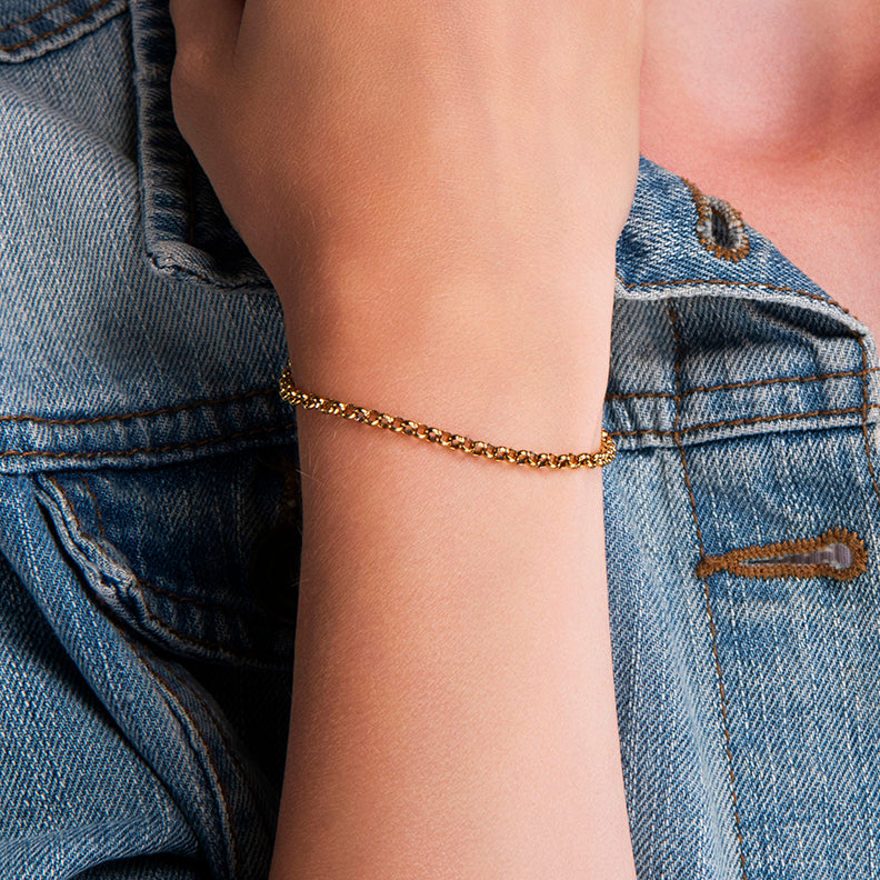 gouden armband met ronde schakels en verstelbare sluiting – duurzaam en waterproof