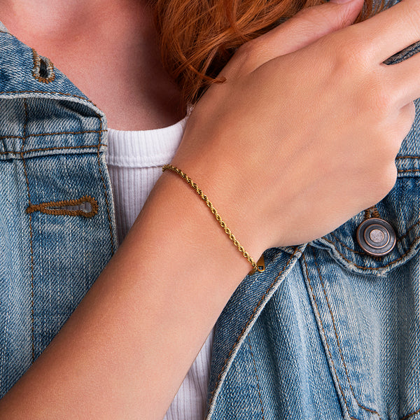 gouden armband met gevlochten rope design – verstelbaar, waterproof en verkleurt niet