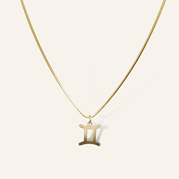 minimalistische gouden ketting met tweelingen sterrenbeeld hanger – zodiac ketting enkel