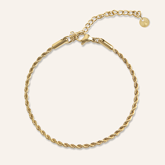 gouden armband met gevlochten rope design – verstelbaar, waterproof en verkleurt niet