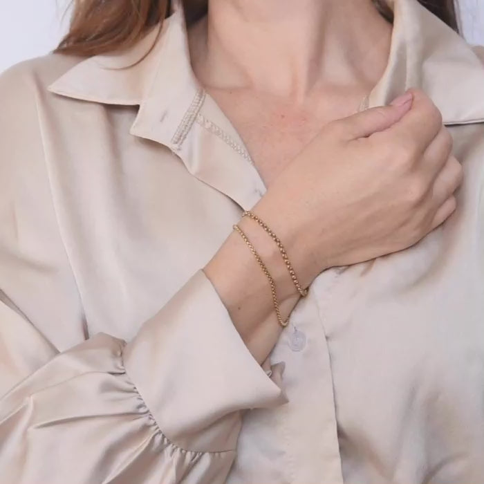 twee gouden armbanden set met fijne en robuuste schakels – waterproof en verkleurt niet