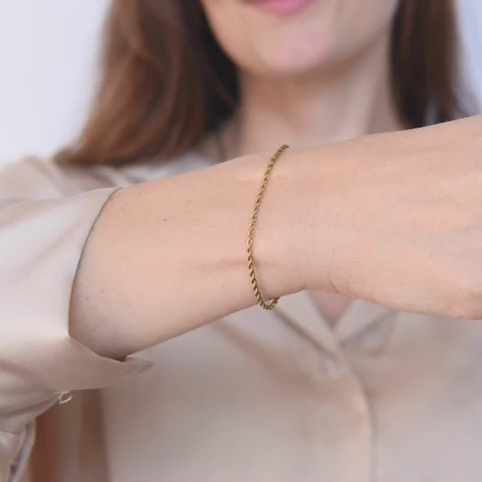 gouden armband met gevlochten rope design – verstelbaar, waterproof en verkleurt niet